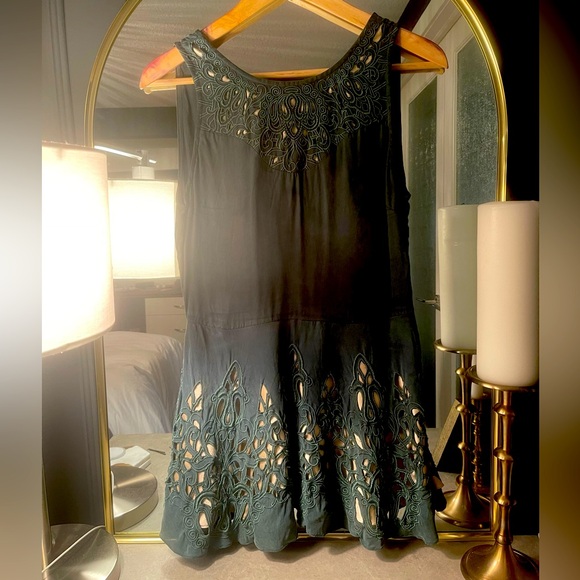 Anthropologie Deep Green Peplum Top - Picture 3 of 6